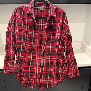 French Connection Red and Black Checkered Shirt. Size M